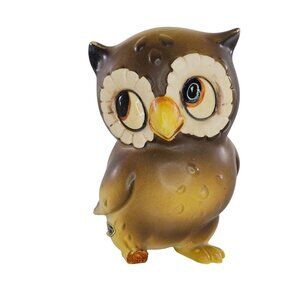 Vintage Josef Originals Owl Figurine Big Eyes Kitsch 4" Tall *FLAW*